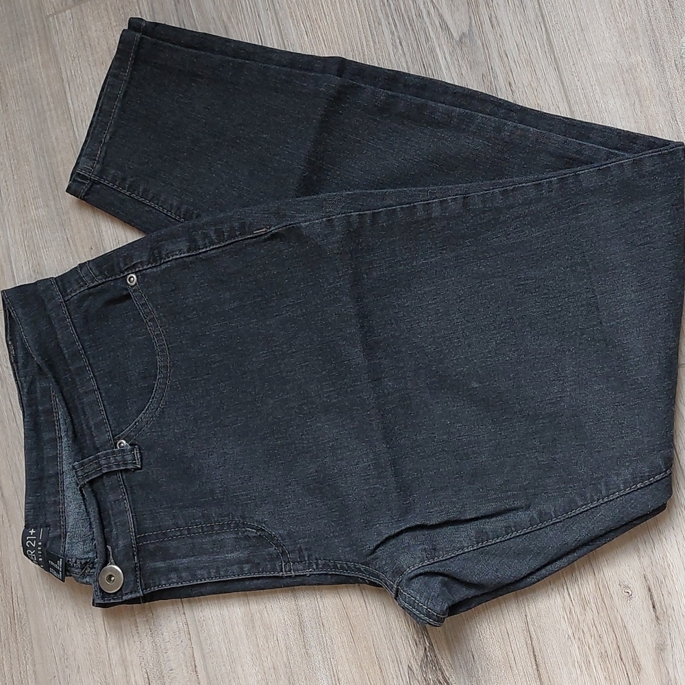 Forever 21+ rinsed black skinny stretch jeans